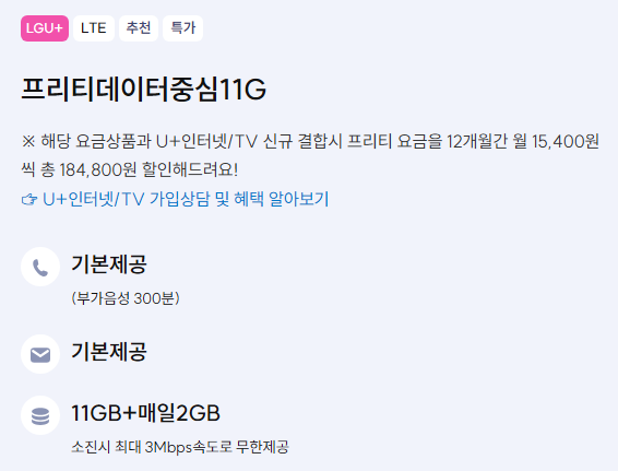 알뜰폰요금제-기본제공