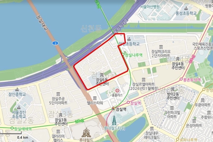 잠실장미아파트재건축-위치